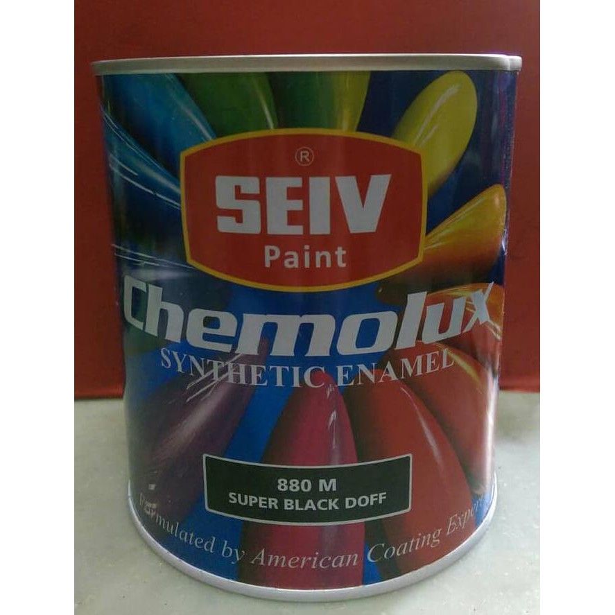 CAT BESI KAYU SEIV CHEMOLUX SUPER BLACK DOFF 1 LITER / HITAM DOP 880 M PROMO
