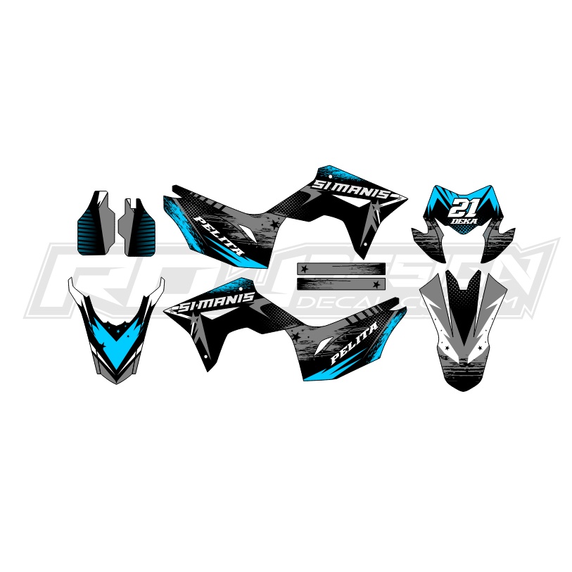 DECAL STICKER CRF 150 L (043) DEKAL STIKER BIRU HITAM ABU
