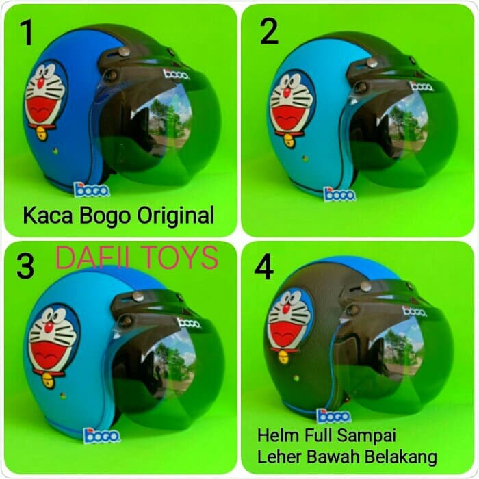SALE Helm Retro kulit Bogo Doraemon dengan kaca bogo asli ori Dewasa-SNI