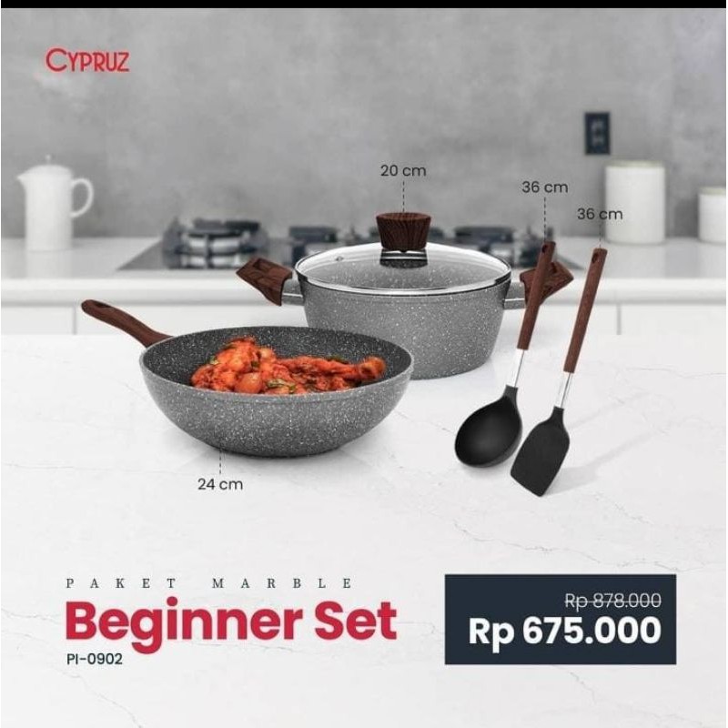 Penggorengan Cypruz grill Cyprus Set Marble Cookware Pengorengan anti lengket keramik murah Original