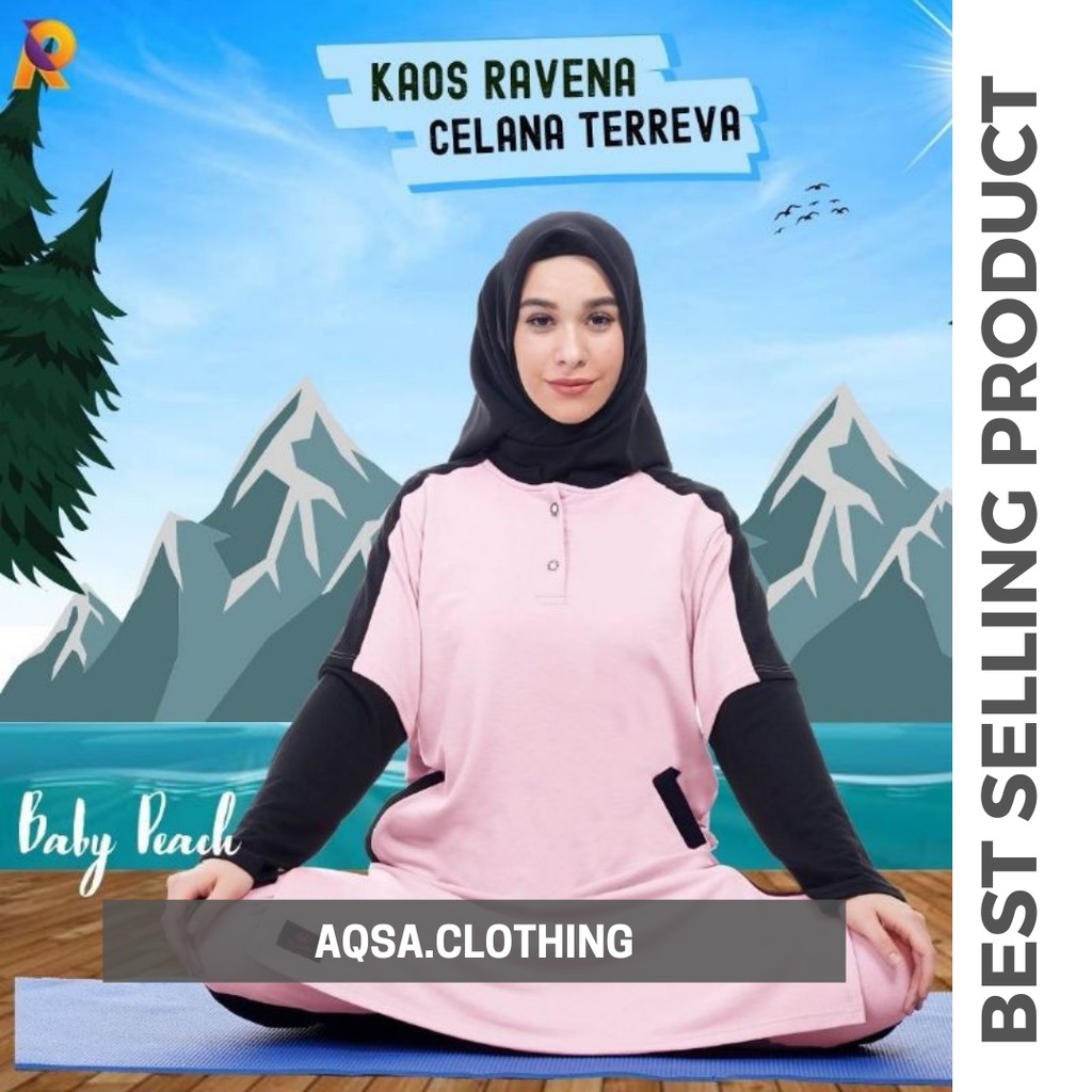 SETELAN OLAHRAGA PANJANG MUSLIMAH (KAOS RAVENA DAN CELANA TERREVA)