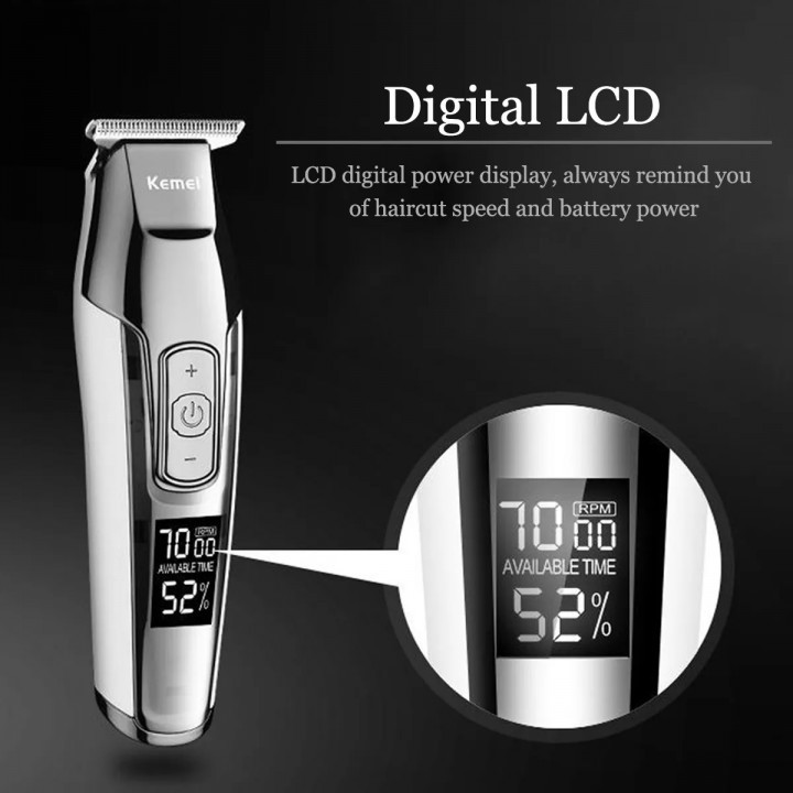 KEMEI KM-5027 Electric Cordless Professioanal Hair Clipper LCD Display