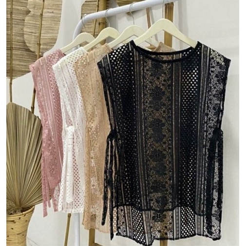 VEST BROKAT LACE VINTAGE /ROMPI WANITA/LONG CARDI /LONG OUTER/OUTER PENDEK/ OUTER TERMURAH