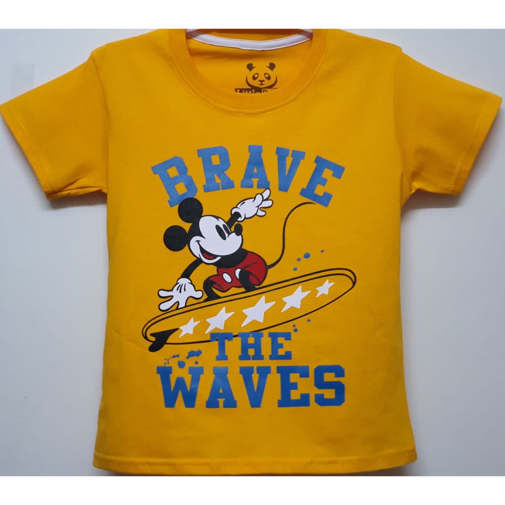 Kaos Karakter Anak Laki - Laki Mickey Brave Surfing Orange - Skids