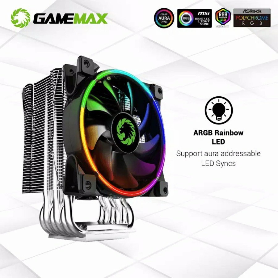 Fan Processor Gaming Gamemax Gamma 500 CPU Cooler Rainbow A-RGB