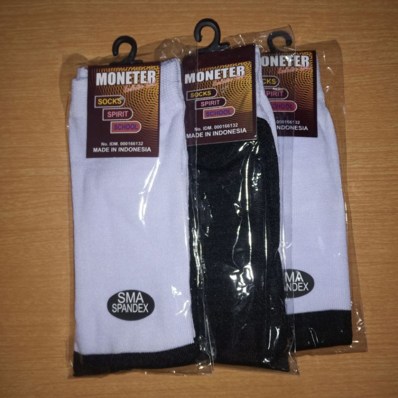 kaos kaki sekolah pelajar sma smp sd putih moneter