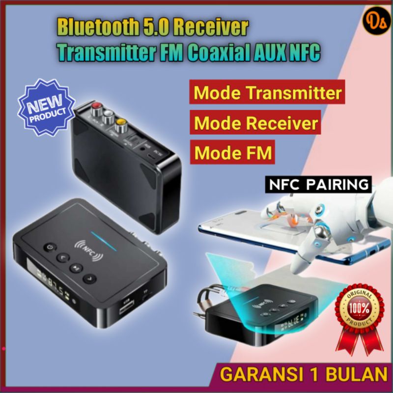 Bluetooth 5.0 Receiver Transmitter FM Coaxial AUX NFC - M6 VIKEFON 7RSKBYBK