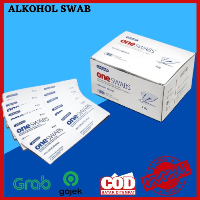 Tissue Basah Alkohol Alcohol Swab Onemed Kapas Oneswab isi 100 ply