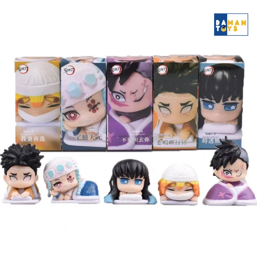 Action Figure Kimetsu No Yaiba Demon slayer Set 5 Sleep Chibi Tanjiro Zenitsu Nezuko Hashira Inosuke