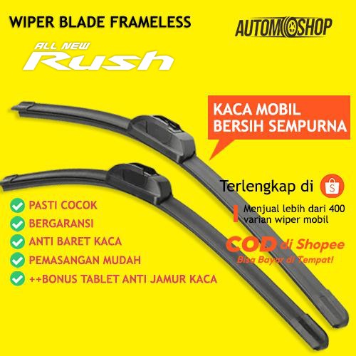 Wiper Kaca Mobil All New Rush / Wiper Kaca Mobil All New Terios Frameless BONUS Tablet Anti Jamur Ka