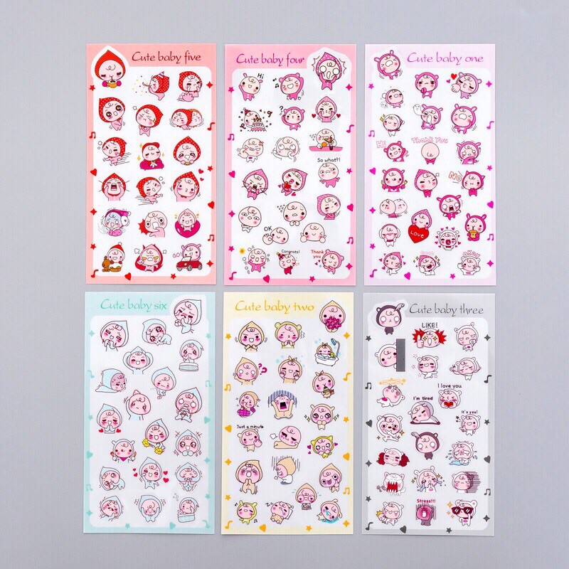 

(SHARING!! 1 lembar) sticker motif kartun lucu untuk scrapbooking materials / DIY bullet journal