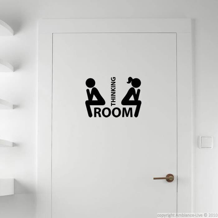 Cutting Sticker Toilet Thinking Room Pintu Cafe Rumah Kantor wall