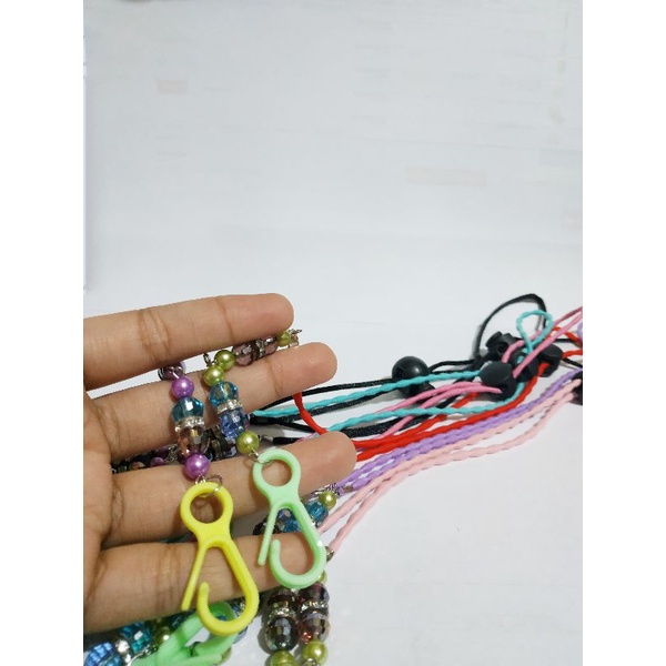 MS10  Masker Strap Mutiara Permata Hitam/Warna