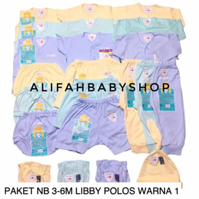 Jual Libby Paket Baju Bayi Hemat Newborn 3-6M 3-6 Bulan Polos Warna ...