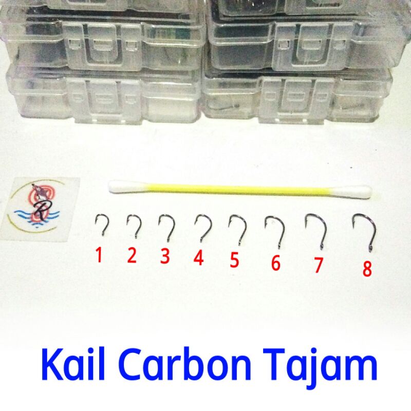 10 pcs Kail Pancing Carbon Tajam No. 1,2,3,4,5,6,7 & 8.