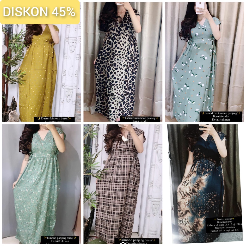 Baju tidur daster kekinian busui panjang daster kimono bahan rayon