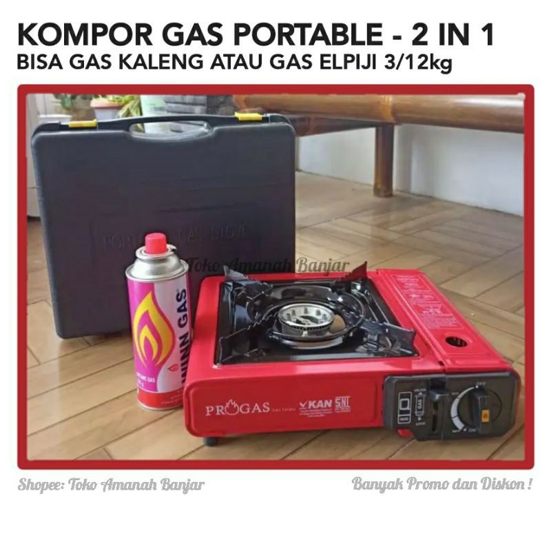 [2in1] Kompor Portable 2 in 1 | Gas Kaleng & Gas Elpiji 3/12kg | Bonus Tas Kompor | Kompor Gas Kalen