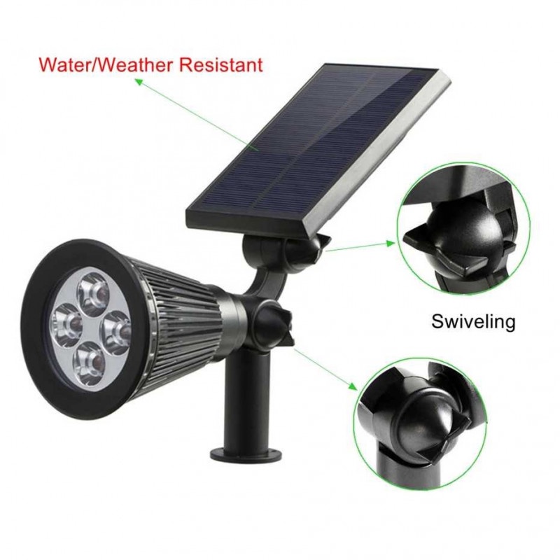 Lampu Solar 4 LED Dinding Taman Outdoor No Sensor Waterproof 2000mAh