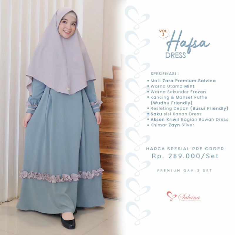 hafsa dress  salvina hijab hafsa sett gamis polos salvina