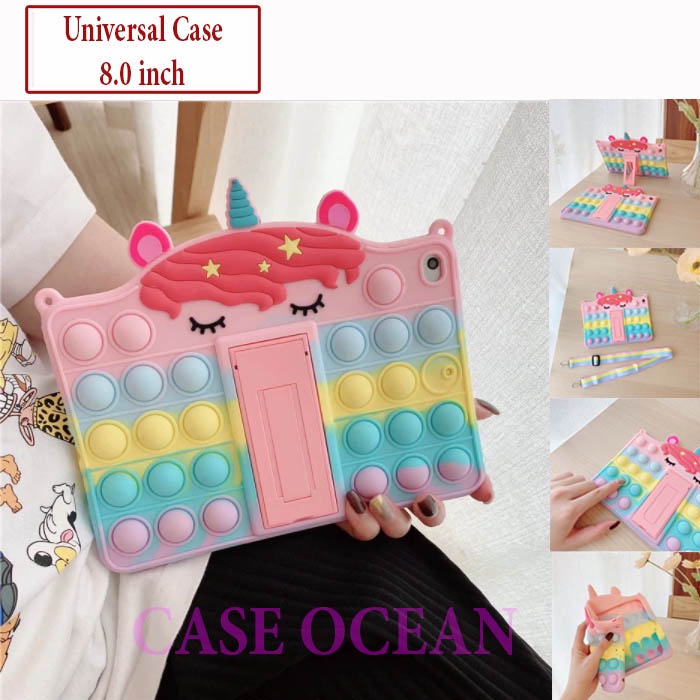 Olike EduTab Edu Tab E1 8 inch Softcase Soft Case Casing Cover Anak Kids Bubble Rainbow POP IT Fidge