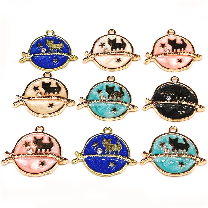 4pcs Gantungan Kunci Enamel Bentuk Kucing Bahan Alloy Untuk Wanita Charms