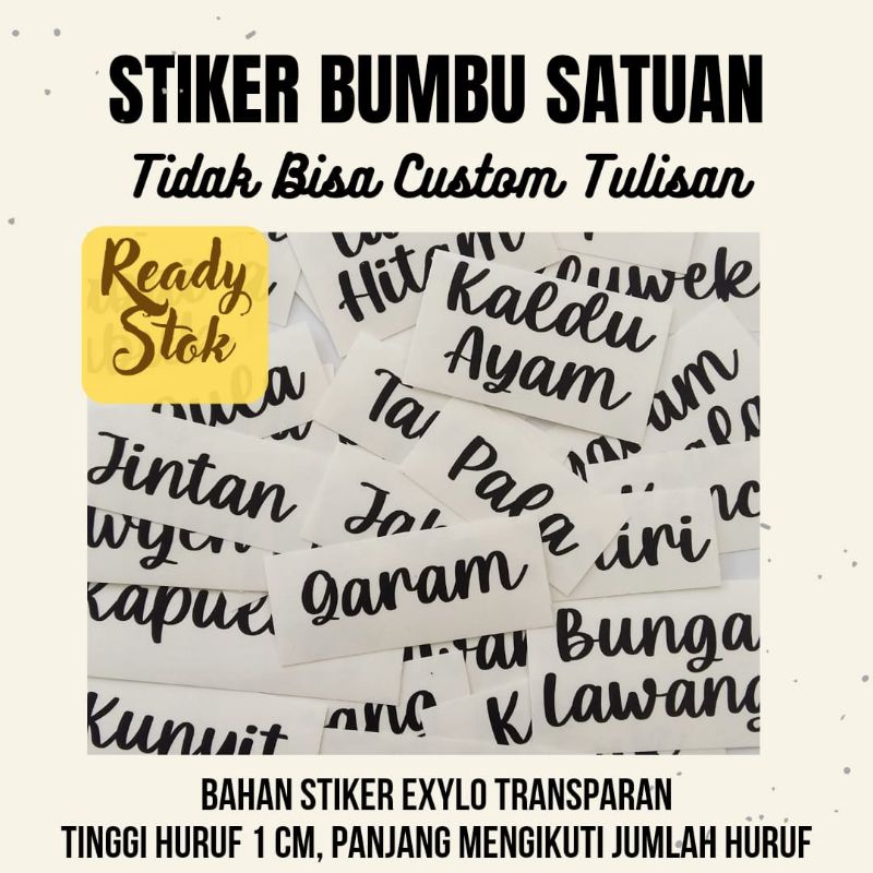 

Stiker Nama Bumbu Label Dapur Kitchen Label Waterproof (Min order 5pcs)