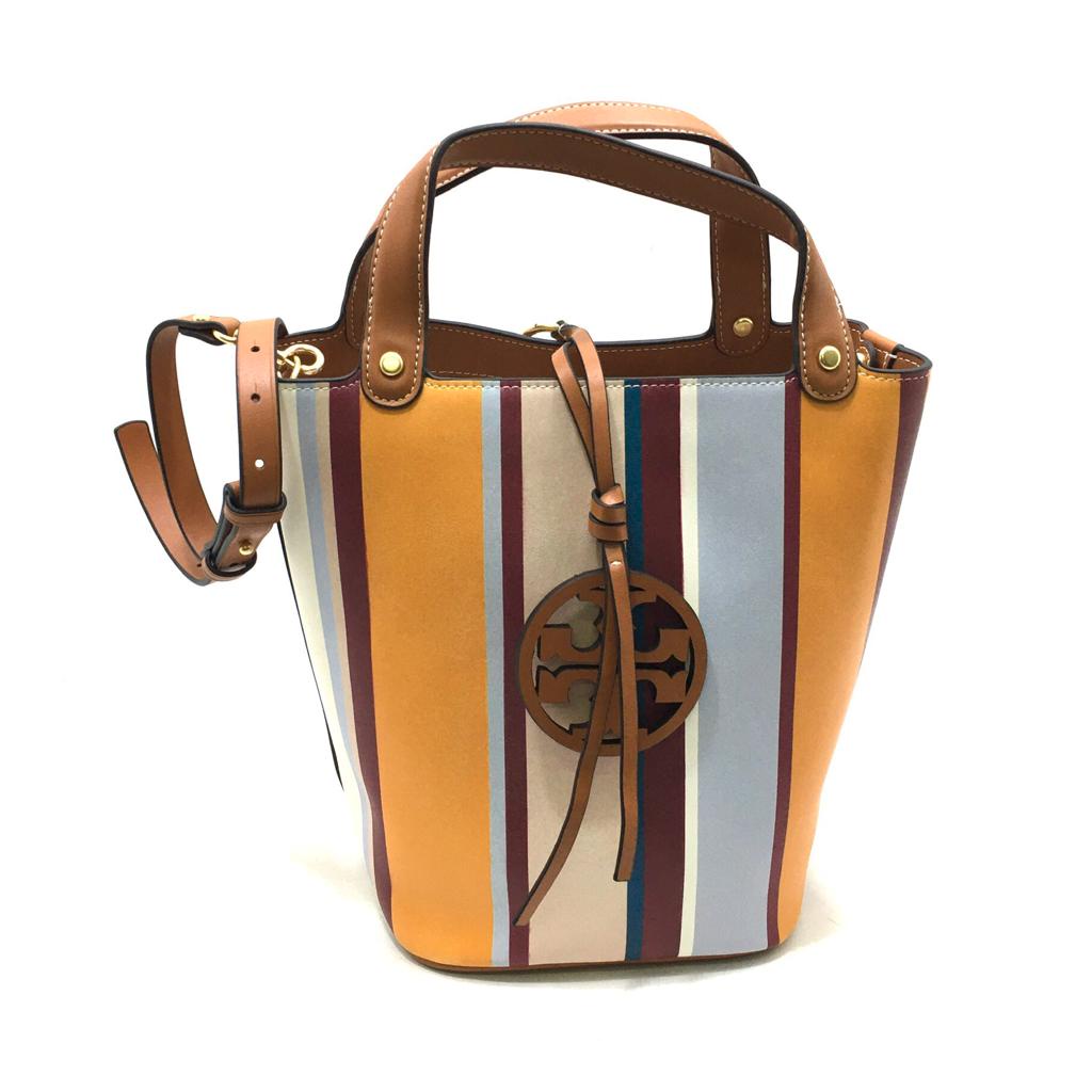 TORY BURCH Miller Stripe Bucket Bag