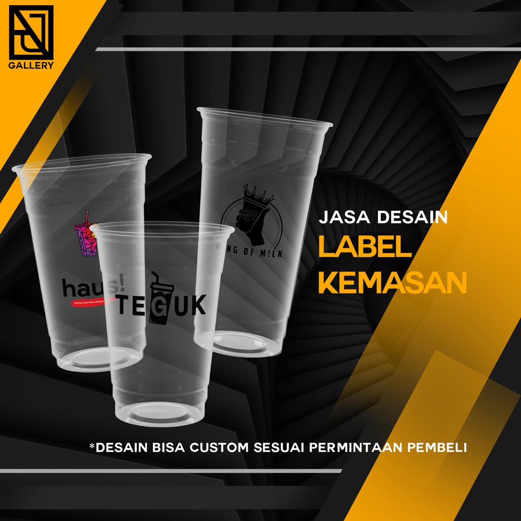 JASA DESAIN KEMASAN / LABEL KEMASAN / LABEL CUP PLASTIC / BOTOL KEMASAN / CUSTOM ORDER