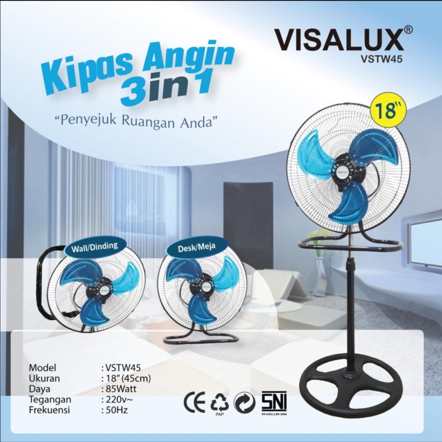 KIPAS ANGIN 3IN1 VISALUX 18 INCH KIPAS BERDIRI MEJA GANTUNG STAND FAN