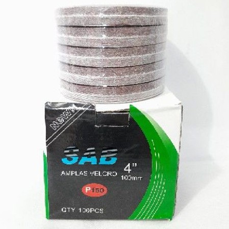 Amplas Bulat grit 150 / Amplas Tempel Velcro 4&quot; Harga Per Kotak (C362K)