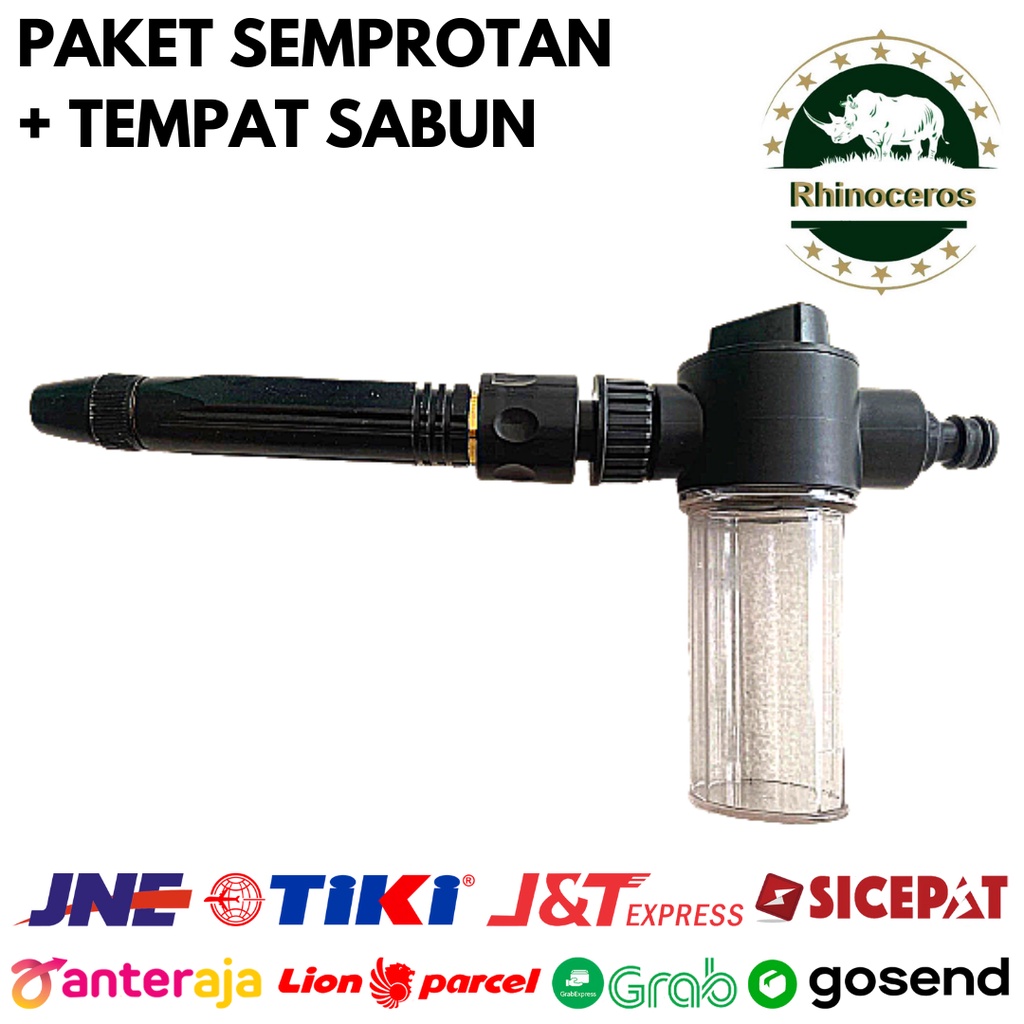 Paket Semprotan Tekanan Tinggi + Tempat Sabun Cuci Mobil 1/2 - 3/4Inch