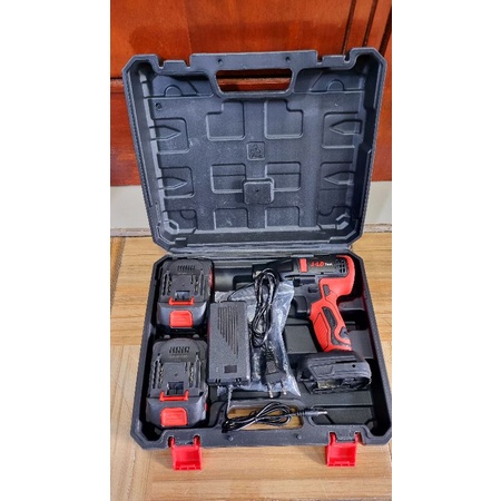 JLD IMPACT WRENCH CORDLESS - MESIN BOR 48V 2 BATERAI JV88 J.LD TOOL MERAH