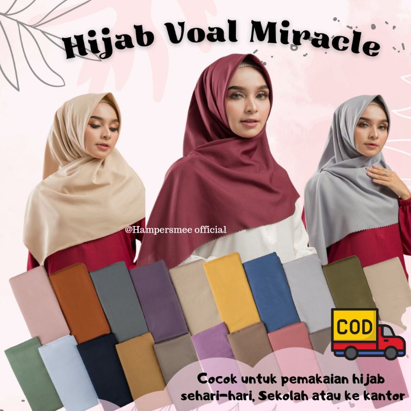 HIJAB SEGIEMPAT VOAL MIRACLE PLAIN UMAMA JILBAB DAILY KERUDUNG SEHARI HARI KANTORAN