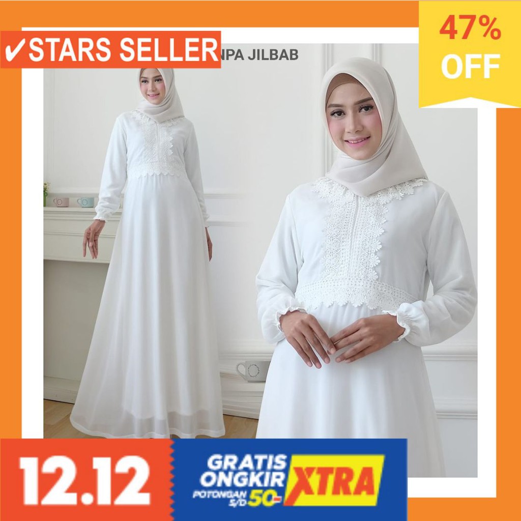 MODEL BARU TERKINI KOREA PANJANG PENDEK HALUS MURAH LEBARAN / AGNES Baju Gamis Wanita / Gamis