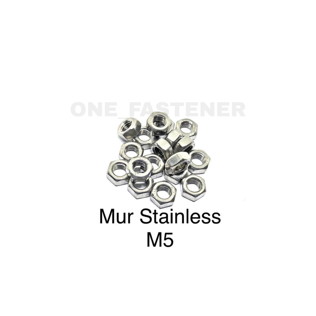 100 pcs Mur M5 Stainless Steel 304 5mm 5mili hex nut Anti Karat Food Grade