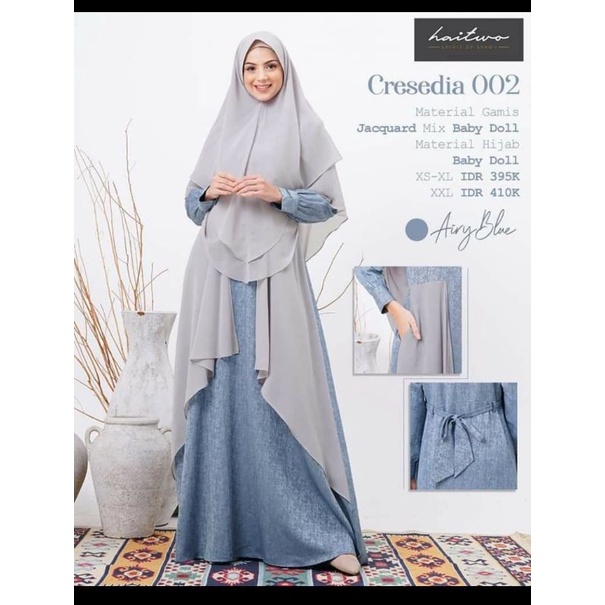 Gamis HaiTwo - Cresedia 002 Airy Blue | Gamis Set Hijab