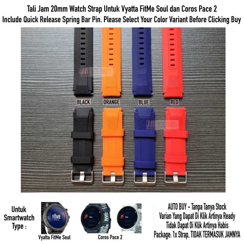 SIKAI Wide Watch Strap Vyatta FitMe Soul / Coros Pace 2 - Tali Jam 20mm Rubber Sporty Silikon