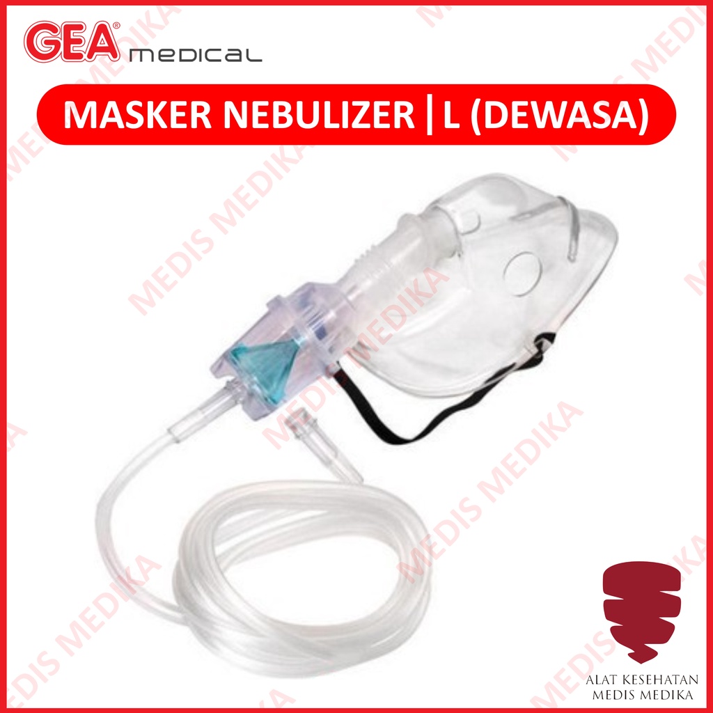 Masker Nebulizer L Dewasa GEA Alat Bantu Pernafasan Nebuliser Mask Nebul Udara Uap Adult Large