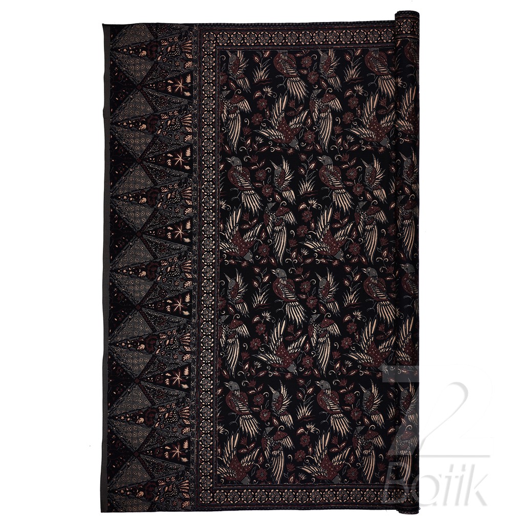 KAIN BATIK PREMIUM Bahan Katun Motif Burung Warna Hitam Item Black 728111 Cap 72 Jarik Jarit Samping Kebat Panjang Batik Katun Modern Premium Bahan Seragam Batik Pernikahan Kantor Keluarga Murah Kamen Jadi Batik Bali Lembaran