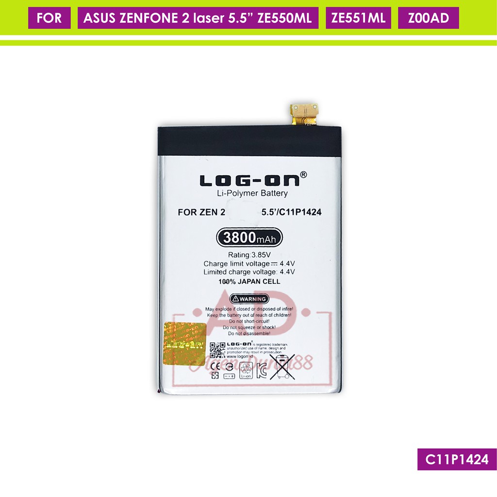 BATERAI ASUS ZENFONE 2 ZE550ML / ZE551ML / Z00AD / C11P1424 - LOG ON DOUBLE POWER BATTERY