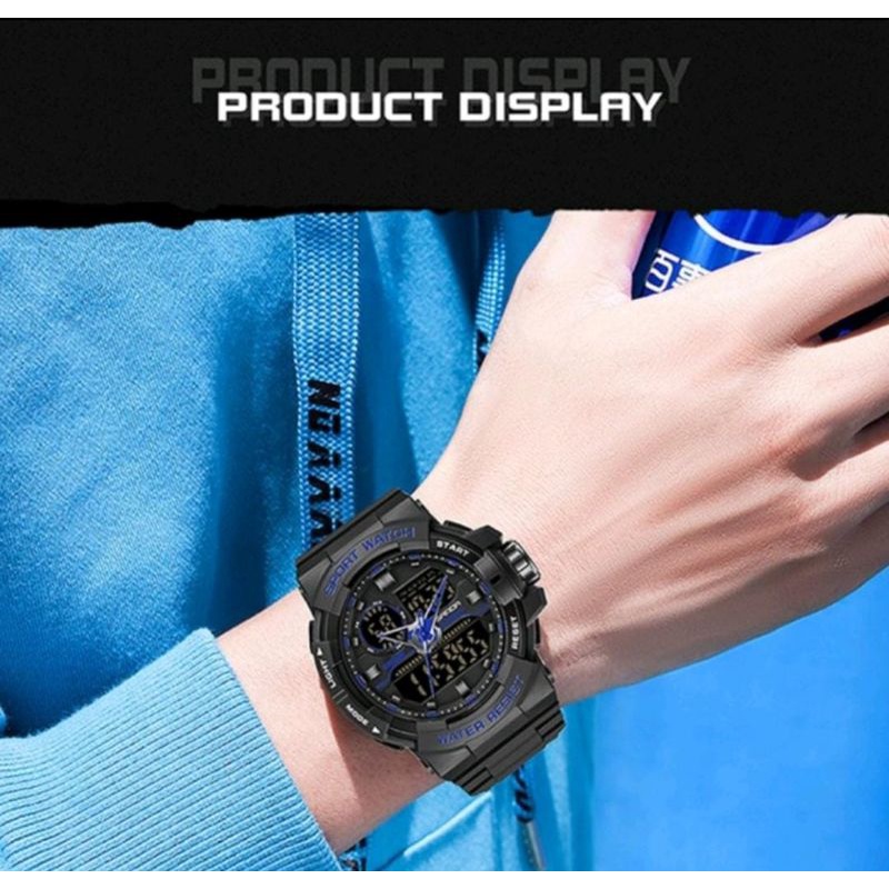 TERVIRAL! JAM TANGAN S6025 Jam Tangan Pria Digital Analog Dual Time Tali Rubber Chronograph