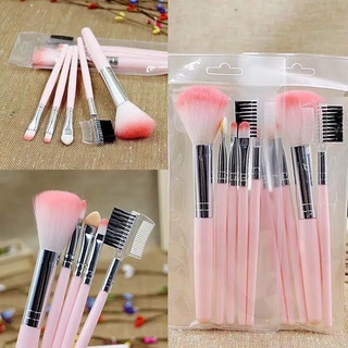 Murmerofficial R636 Set Kuas 5 in 1 Make Up Brush Kuas Makeup Eyebrow Brush Blush On Brush Eyeshadow Brush Sponge