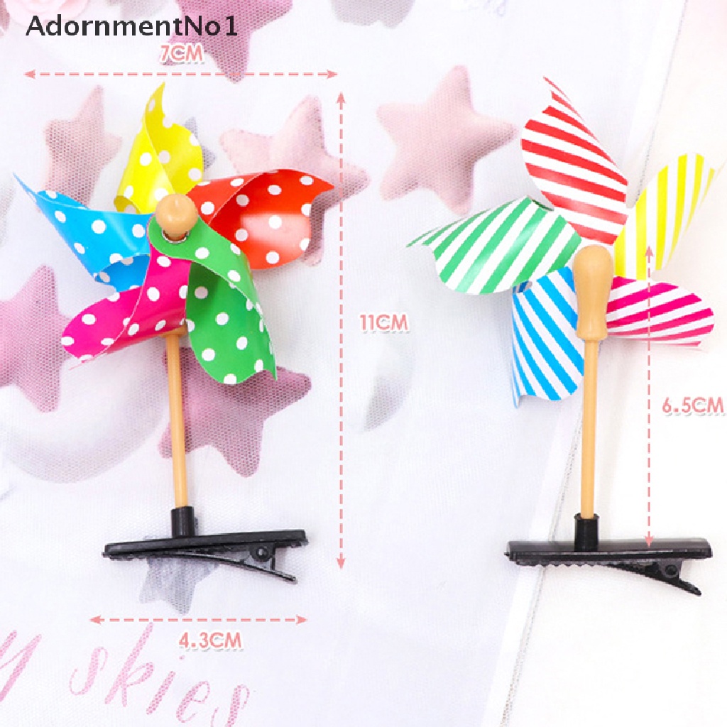 (AdornmentNo1) 10pcs / Set Jepit Rambut Bentuk Kincir Angin 3D Warna Pelangi Untuk Anak Perempuan