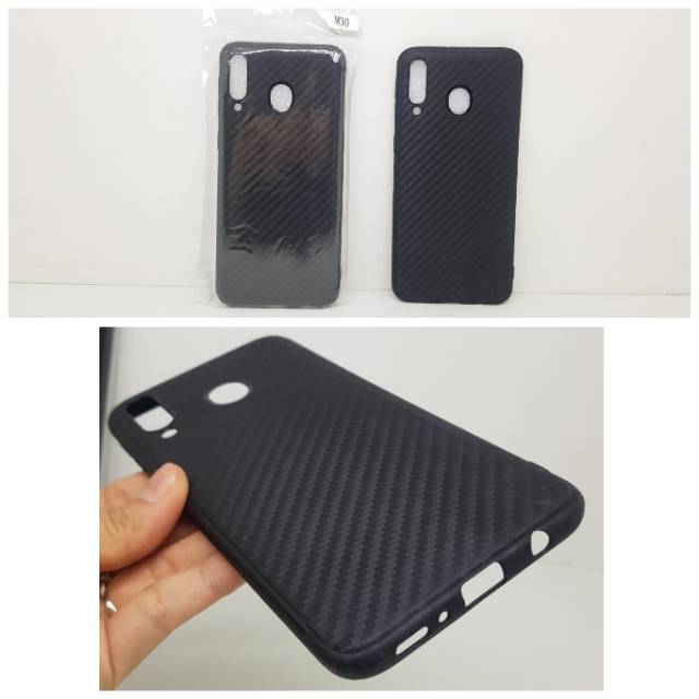 Soft Case Samsung M30 6.4 inch Black TPU Slim Fiber Carbon Samsung M30 Casing Samsung M30 M305