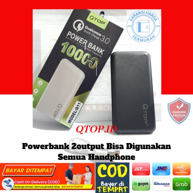 Powerbank QTOP Mobile Power Qualcomm 10000mAh Q11 ORIGINAL 100% [QTOP.ID]