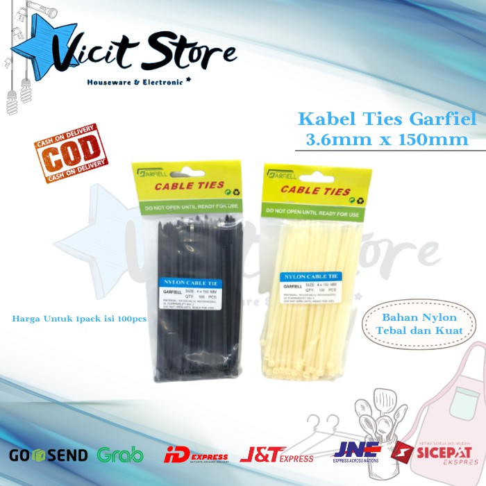 Kabel Ties 15cm x 3.6mm Nylon Tebal Garfiell