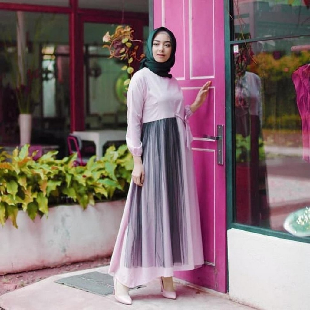 Lerimi maxi-Gamis busui-Dress pink Cantik-Grosir baju murah top s