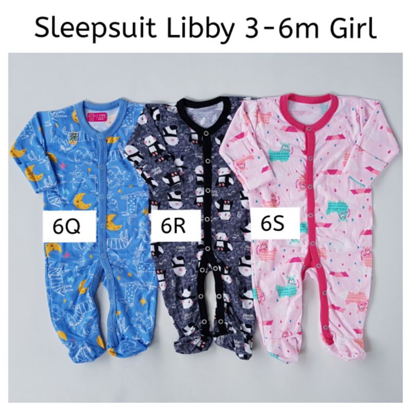 SATUAN PILIH MOTIF Sleepsuit Libby Baby Premium Baju Bayi Girl Size 3 6 9 Bulan