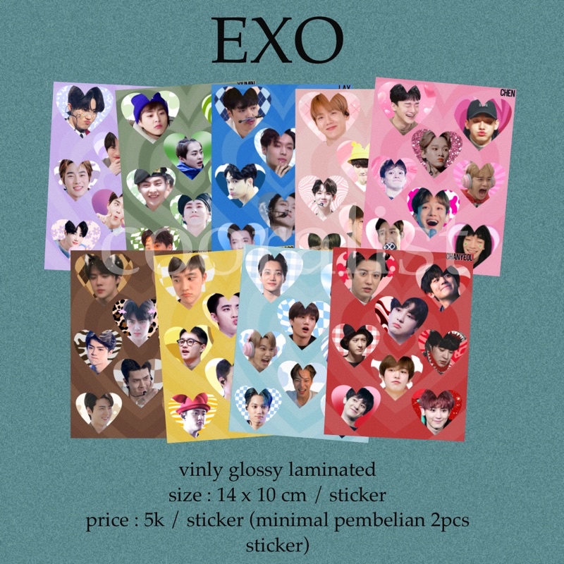 sticker kiss cut EXO heart colorfull aesthetic