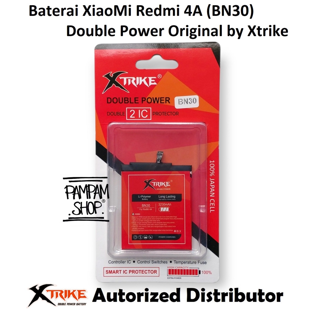 Baterai Xtrike Double Power Original XiaoMi Redmi 4A BN30 Batre Batrai Battery Handphone HP Ori Dual